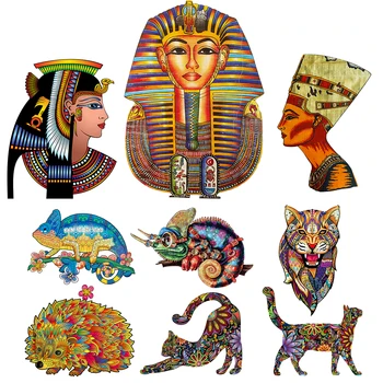 Išskirtinį Netaisyklingos Formos Gyvūnų Jigsaw Puzzles Paslaptingas Senovės Egiptas Puzzle Žaidimai Populiarus Cheetah Montessori Žaislas 