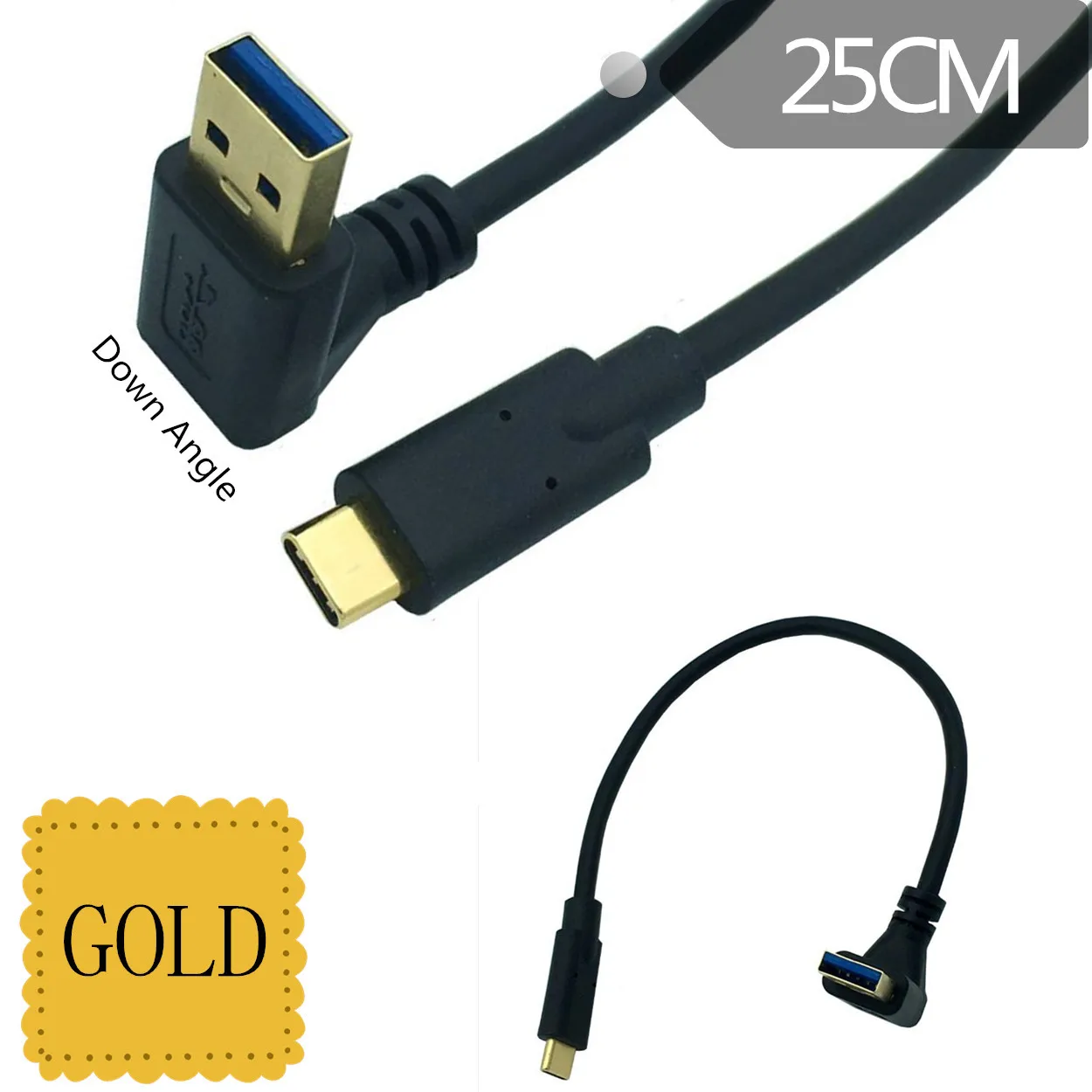 Aukso padengtą kištukas USB3.1 Tipas-C Su USB 3.0 Tipo 90 Laipsnių Kairėje ir Dešinėje Kampas Vyrų Vyrų Adapterio Kabelį 0,25 m/25cm . ' - ' . 4