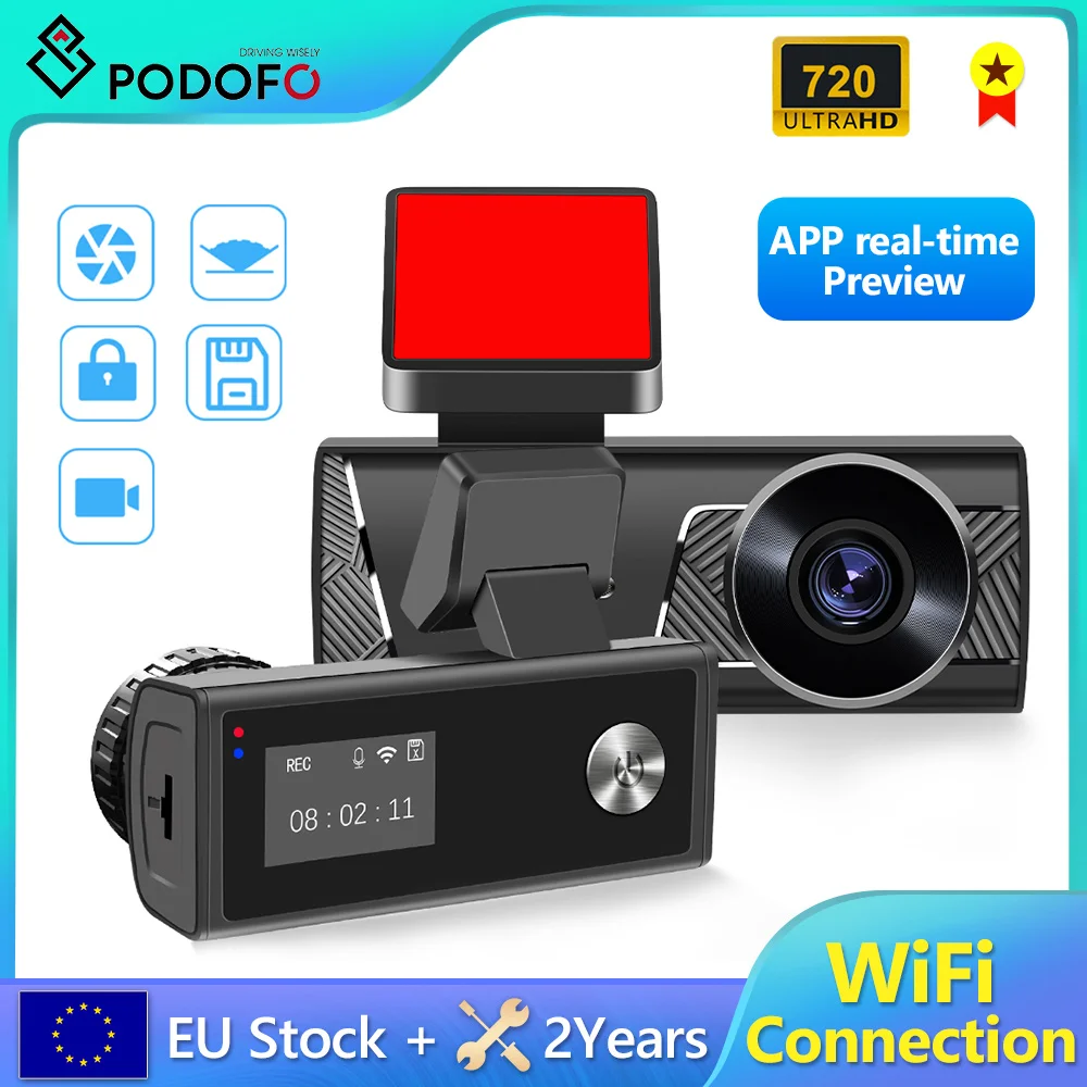 Podofo Full HD 720P, Automobilio Brūkšnys Kamera 720P Greitis ir Koordinatės, WiFi, Automobilių Brūkšnys Kamera Mini Hidde . ' - ' . 0