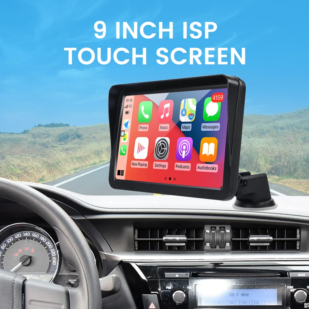 9 colių IPS HD Portable Stebėti Belaidžio Carplay Ekraną Ir Belaidžio ryšio 