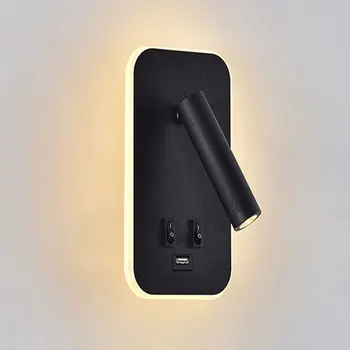 LED Skaitymo Sienos Lempos USB Mobiliojo Telefono Įkrovimo Kūrybos Studija / Miegamojo Lovos Lempa Su Perjungiamos Sukasi Sienos Lempos
