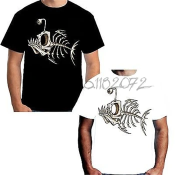 Velocitee Mens Kaulų Žuvis Marškinėliai Keistai Skeletas vasaros Mados prekės ženklo marškinėlius vyrų medvilnės vyras viršūnes sbz5359