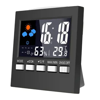 LCD Oras Laikrodis Spalvotas Ekranas Skaitmeninis Displėjus, Termometras, Drėgmės Laikrodis Spalvinga Žadintuvas Kalendorius Oro Elektroninis Žadintuvas