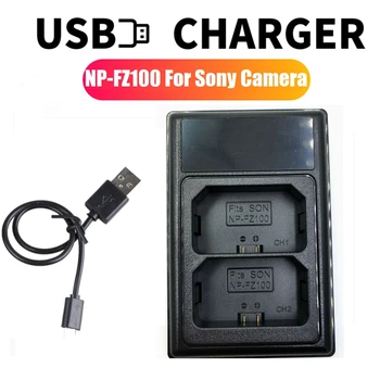 HFES NP-FZ100 USB Dual LCD Baterijos Kroviklis Sony Kamera A7III A7RIII A7373 A7R3 A9 A7R4 A7RM4 A6500 Su Tipas-C Uosto
