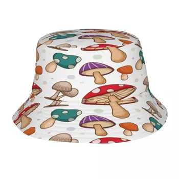 Spalvinga Grybų Modelis Kibiro Kepurę Vasaros Skrybėlės Žvejys Skrybėlę, Sulankstomas Moterys Vyrai Nuo Saulės Pavėsyje Kepurės