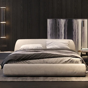Italų dizaineris audiniai lova paprastas aukšto langą saugojimo vestuvių lova Nordic light luxury minkšta lova