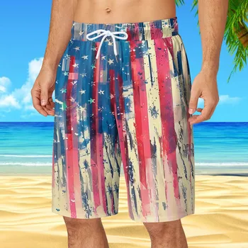 Amerikos Nepriklausomybės Diena Šortai vyriški Spausdinti 3d Vasarą Naujas Havajų Šortai, maudymosi kostiumėlį, Laisvalaikio Kelnės, vyriški Maudymosi Šortai