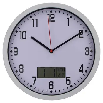 10inch Sidabro Mados Sieninis Laikrodis Paprastas LCD Thermo-Drėgmėmačiu Auto Data Sieniniai Laikrodžiai Lengvai Skaityti Didelius Numerius Idealus Namų Dekoro