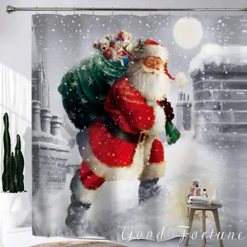 Džiaugsmingų Kalėdų Senelio Dovana Naujųjų Metų Namų Vandeniui Poliesterinio Audinio Dušo Užuolaidos Vonios Apdaila