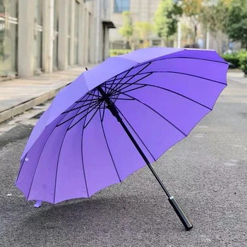 Pardavimo naujausią retro rožinis skėtis vientisos spalvos atsparus vėjo 16-kaulų skėtis studentų skėtis reklamos skėtis automatinis