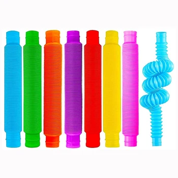 8PCS Spalvinga Pop Vamzdžiai Fidget Žaislai Jutimo Žaislas, skirtas Streso, Nerimo Paramos Vaikams Suaugusiųjų Mokymosi Žaislas mažiems Vaikams Ruožas Vamzdis