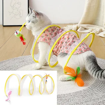 Augintiniai Kačių Žaislai, Sulankstomas S Tipo Katė Tunelio Pavasario Žaislas Funny Cat Stick Pelė Formos Kamuoliukus Kačiukas Interaktyvus Žaislas, skirtas Kačių Reikmenys