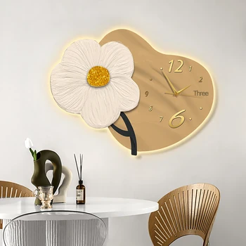 Dekoratyvinis dažymas paprastas Šiaurės gėlių laikrodis led šviesos tapyba miegamasis šviesos sienų tapybos mados kambarį sieninis laikrodis