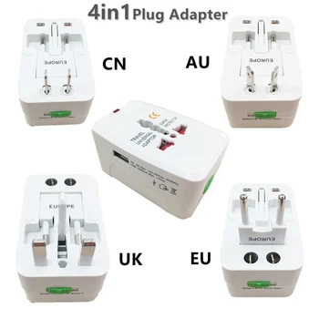 Visi į Vieną Universalios Tarptautinės kištukinis Adapteris, 2 USB Port Pasaulio Kelionių AC Įkroviklis Adapteris AU US UK ES Skaičiuoklė