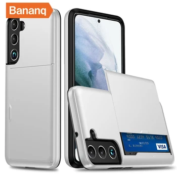 Bananq Skaidrių Kortelės Lizdas Telefono dėklas Samsung S10 S21 S22 S20 5G S8 S9 Ultra Plus FE atsparus smūgiams gaubtas, Skirtas Galaxy Note 20 10 9
