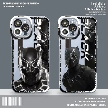 Stebuklas Mados Black Panther Aiškiai iPhone 14 Pro Max 8 6 7Plus 11 12Pro SE 2020 XR XS 13mini X XSMax Skaidrus