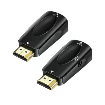 HDMI suderinamus Į VGA Kabelis Konverteris Vyrų ir Famale Konverteris Adapteris, 3,5 Mm Jack Audio HD 1080P PC Laptop Tablet C9P1