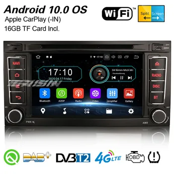 Erisin 5956 Quad-Core Android 10.0 DAB+ Car Stereo CarPlay Bluetooth DVR WiFi OBD2 DVB-T2 Canbus GPS VW T5 Multivan Touareg