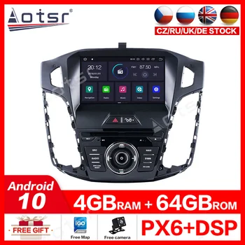 AOTSR 64GAndroid10.0 Automobilio Radijo Ford Focus 2012 2013 2014 2015 2016 2017 2018 GPS Navigacija 1 Din Grotuvas Bluetooth Prietaisų skydelis