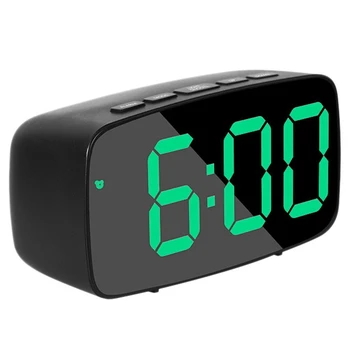 Protingas, Skaitmeninis Laikrodis-Žadintuvas Naktiniai Žalia LED Kelionės USB Stalinis Laikrodis su 12/24H Dienos Temperatūrą, Atidėti, Miegamojo Juoda
