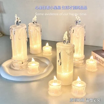 Mini Žvakių Šviesos Mažas Naktį Lempos Ins Stiliaus Šalies Atidaryti Elektroninių Led Žvakė Romantiškas ir Kūrybos Žvakė Darbastalio Apdaila