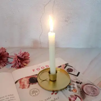 Juodojo Aukso Siaurėjantys Geležies Žvakių Laikiklis Su Rankenėle Vestuves Festivalis Dekoracijos Namų Stalo Ornamentas Žvakidė Ramstis