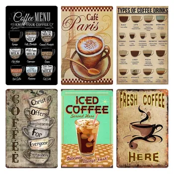Kavos Baras Metalo Pasirašyti Kavos Meniu Žinoti Savo Kavos Indas Pasirašyti Senovinių Ženklų, Baras Sienų Dekoras Kavos Dekoro 8 X 12 Cm