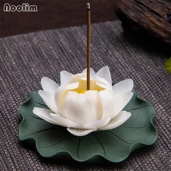 Rankų Darbo Lotus Lapų Keramikos Smilkalų Lazdelės Laikiklis Amatų Budistų Prekių Kūrybos Gulėti Smilkalų Degiklis Arbatos Namų Dekoro