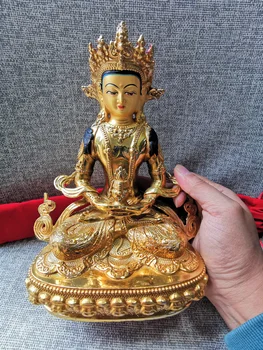 Specialus Pasiūlymas # Budizmas Aisa Tibeto NAMŲ paauksuotas varis Amitayus PUSA Budos statula palaiminti šeimai sveikatos, sėkmės 21CM