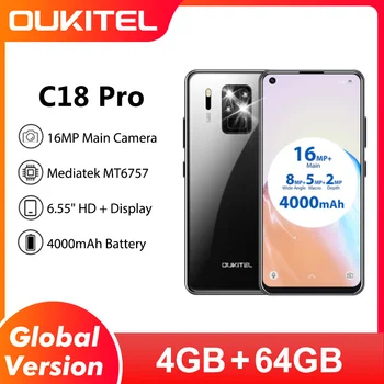 OUKITEL C18 Pro 4GB 64GB Mobiliojo Telefono 6.55