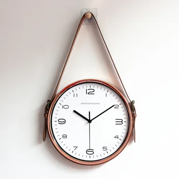 Šiaurės Odos Diržas Išskirtinį Europos Stiliaus Sieninis Laikrodis Išjungtas Patvarus Kvarcinis Gyvenimo Kambario, Miegamasis Buitiniai Laikrodžiai Laikrodis C348