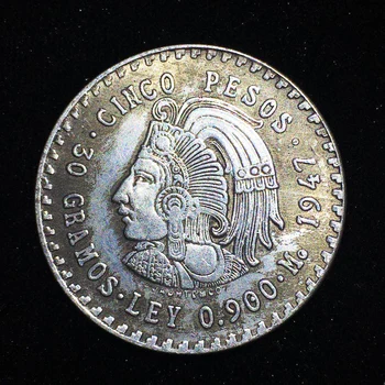 1947 Estados Unidos Mexicanos Karalienė Sidabro Moneta, Cinco Pesas Medalis Progines Monetas Kolekcionieriams Magic monetų Kalėdų dovanos
