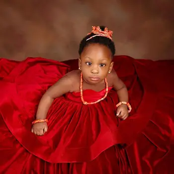 Velvet Red Mergina Inscenizacija Suknelė Gėlių Mergaičių Suknelės, Vestuvių Vaikai Šalis Kūdikio Gimtadienio Chalatai už Photoshoot