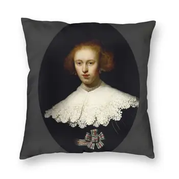 Rembrandt Portretas Jauna Moteris, Pagalvėlė Padengti Olandų Žinomų Tapybos Mesti Pagalvės Užvalkalą Kambarį Užvalkalas Namų Dekoro