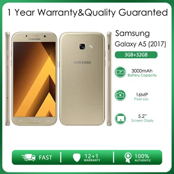 Originalus, Atrakinta Samsung Galaxy A5 (2017 M.) Dual SIM A520F 4G 3GB RAM+32GB 16MP 5.2